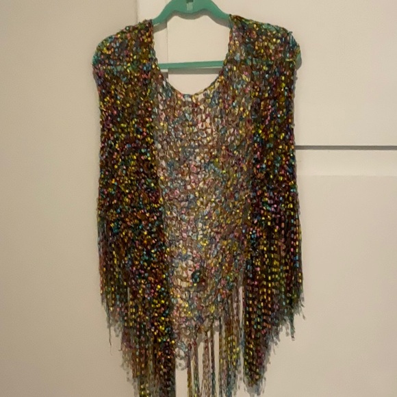 Source Unknown Accessories - 🧣SATIN  RIBBON TRIANGULAR CROCHET SHAWL